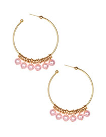 Fashion Pink Alloy Ring Pearl Earrings