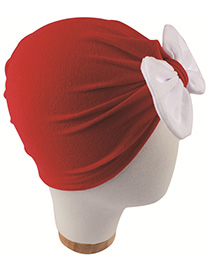 Fashion Red + White Contrast Bow Baby Cap