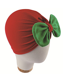 Fashion Red + Green Contrast Bow Baby Cap