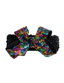 Fashion Black + Color Sequin Bow Knit Children's Headband