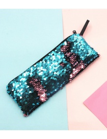Fashion Blue + Light Pink Mermaid Two-color Sequin Pencil Case