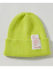 Fashion Avocado Green 1980 Labeling Knitted Wool Cap Adult (56-60)