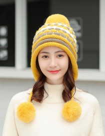 Fashion Yellow Hair Ball Knitted Wool Cap