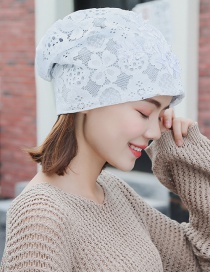 Fashion White Pearl Flower Lace Double-layered Pile Head Cap