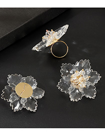 Fashion Transparent Alloy Flower Acrylic Ring