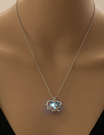 Fashion Sky Blue Elephant Hollow Night Light Necklace