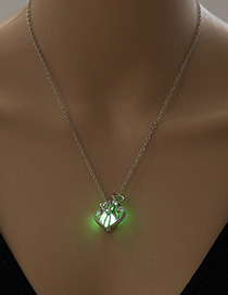 Fashion Yellow Green Two Cats Family Luminous Necklace