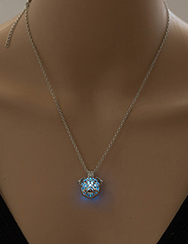 Fashion Sky Blue Openwork To Open The Pug Night Light Necklace