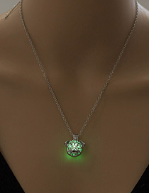Fashion Yellow Green Openwork To Open The Pug Night Light Necklace