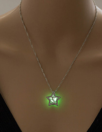 Fashion Yellow Green Pentagram Angel Diamond Luminous Necklace