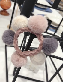 Fashion Pink Plush Hit Color Hair Ball High Elastic Without Trace Hair Ring