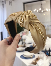 Fashion Gold Pu Chain Knotted Wide-brimmed Headband