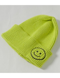 Fashion Green Knit Hat Embroidery Smiley Wool Child Cap