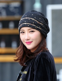 Fashion Black Lace Ribbon Diamond Head Cap