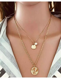 Fashion Gold People Avatar Coin Shell Necklace
