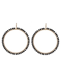 Fashion Black Full Diamond Round Bead Earrings