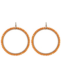 Fashion Orange Full Diamond Round Bead Earrings