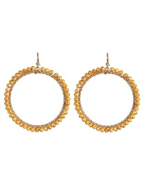 Fashion Yellow Full Diamond Round Bead Earrings
