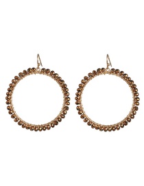 Fashion Gold Full Diamond Round Bead Earrings