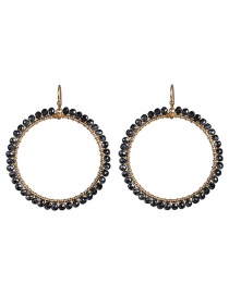 Fashion Black Color Full Diamond Round Bead Earrings