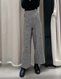 Fashion Black And White Houndstooth Printed Wide-leg Pants