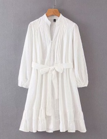 Fashion White Lace V-neck Lace Dress