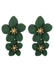 Fashion Dark Green Alloy Geometric Flower Earrings