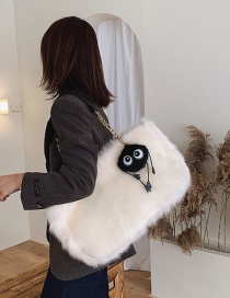 Fashion White Fleece Chain Shoulder Bag