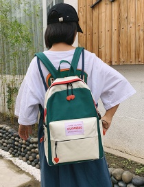 Fashion Green Contrast Stitching Labeling Backpack