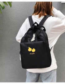 Fashion Black Embroidered Fruit Backpack