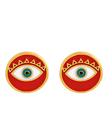 Fashion Red Drip Oil Eye Round Copper Plated Earrings