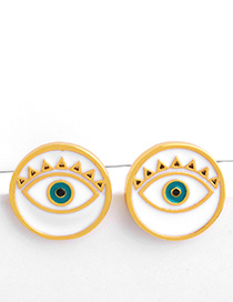 Fashion White Drip Oil Eye Round Copper Plated Earrings