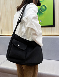 Fashion Black Wide Shoulder Strap Canvas Crossbody Shoulder Bag