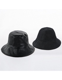 Fashion Double-sided Black Double-faced Solid Color Leather U Fisherman Hat