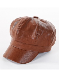 Fashion Brown Leather Beret