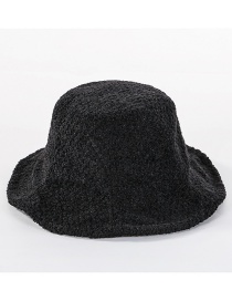 Fashion Black Looped Yarn Solid Color Basin Cap