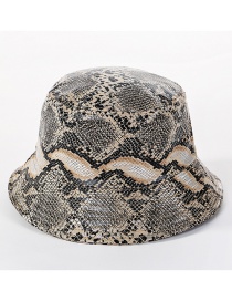 Fashion Khaki Snakeskin Leather Cap