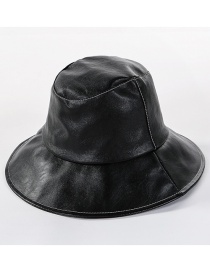 Fashion Black Light Board Leather U Fisherman Hat