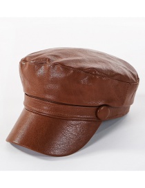 Fashion Brown Washed Pu Flat Cap