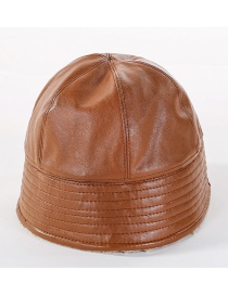 Fashion Brown Soft Leather Double-sided Woolen Cap
