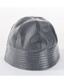 Fashion Gray Soft Leather Double-sided Woolen Cap