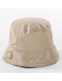 Fashion Beige Buckle Pu Fisherman Hat