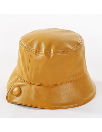 Fashion Yellow Buckle Pu Fisherman Hat
