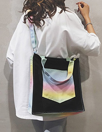 Fashion Black Gradient Canvas Crossbody Shoulder Bag