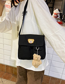 Fashion Black Bear Canvas Shoulder Messenger Bag
