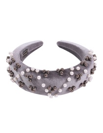 Fashion Gray Corduroy Pearl Headband