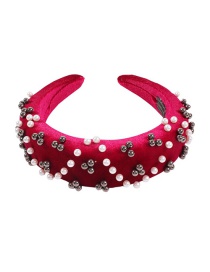Fashion Dark Red Corduroy Pearl Headband
