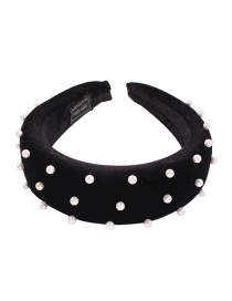 Fashion Black Corduroy Pearl Headband