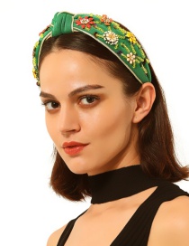 Fashion Green Fabric Rhinestone Flower Headband