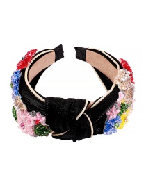 Fashion Black Fabric Rhinestone Flower Headband